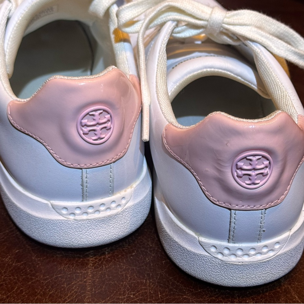 Tory Burch White and Pink Sneakers